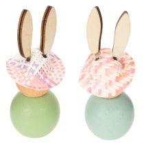 Artikel Holz Osterhasenfiguren 9 cm, grün und mint, dekorative Tisch- und Frühlingsdekoration, 8 Stück
