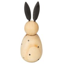 Artikel Dekorativer Holz-Hase mit Metallohren und Krawatte, 12 cm, 2er-Set, natur/schwarz