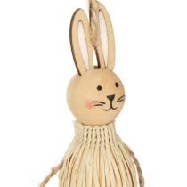 Artikel Holz-Osterhasen Hängedekoration, 12 cm, Natur & Weiss, Set mit 4 Stk