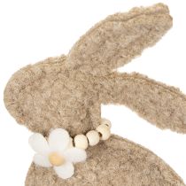 Artikel Osterhasenfigur aus Plüsch mit Holzsockel 18 cm Beige 6er-Set für Frühlings- und Tischdekoration