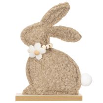 Artikel Osterhasenfigur aus Plüsch mit Holzsockel 18 cm Beige 6er-Set für Frühlings- und Tischdekoration