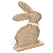 Artikel Osterhasenfigur aus Plüsch mit Holzsockel 18 cm Beige 6er-Set für Frühlings- und Tischdekoration