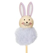 Artikel Osterdeko Figuren Set aus Holz und Plüsch, Hasen auf Holzstab, 34 cm, 12 Stück, Pastell Rosa/Apricot/Grün/Lila