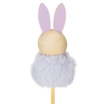 Artikel Osterdeko Figuren Set aus Holz und Plüsch, Hasen auf Holzstab, 34 cm, 12 Stück, Pastell Rosa/Apricot/Grün/Lila