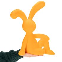 Artikel Dekofigur Hase aus Kunststoff, 38 cm, Gelb, samtig beflockt, für moderne Osterdekoration