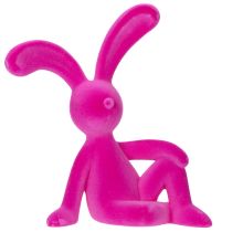 Artikel Dekofigur Hase 38 cm aus samtig beflocktem Material in Leuchtpink für Innenbereich