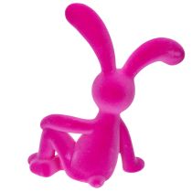 Artikel Dekofigur Hase 38 cm aus samtig beflocktem Material in Leuchtpink für Innenbereich