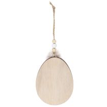 Artikel Holz-Ostereier zum Hängen im Hasen-Motiv 10 cm Weiss Schwarz Natur, 6er-Set