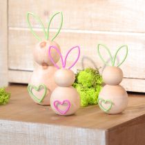 Artikel Dekorationsfigur aus Holz, Hase mit Drahtohren, 11 cm, naturfarben, 4er-Set – Osterdekoration