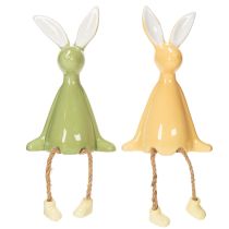 Artikel Keramik-Osterhasen-Deko Kantenhocker 22 cm Grün/Gelb, 2er-Set