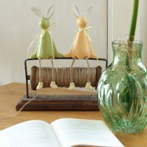 Artikel Keramik-Osterhasen-Deko Kantenhocker 22 cm Grün/Gelb, 2er-Set