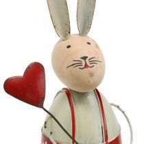 Artikel Osterdeko 2er-Set: Kantensitzer Hase mit Kind, Holz & Metall, H21/23cm, Rot & Creme