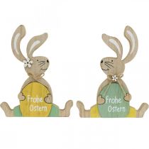 Artikel Sitzender Osterhase, Holzdeko, Frohe Ostern, Hase mit Ei H19,5cm 2er-Set