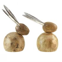 Artikel Hase Holz Metall Natur Silber H10/12,5cm 2 St