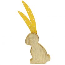 Artikel Dekofigur Hase aus Holz mit Punkten 15cm 6er-Set in Rosa, Gelb und Grün