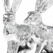 Artikel Sitzender Osterhase Silber aus Polyresin 13 cm 2er-Set Dekoration für Ostern