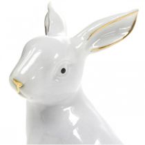 Artikel Keramik Hase weiss-gold 7.5 cm 4er Set - Osterdeko