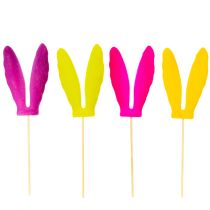 Artikel Hasenohren Blumenstecker 31cm, Kunststoff auf Holzstab, 4 Farben