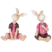 Artikel Hasenfiguren-Set aus Kunstharz Rosa-Braun 9cm, 4-teilig – Oster- und Frühlingsdeko