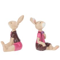Artikel Hasenfiguren-Set aus Kunstharz Rosa-Braun 9cm, 4-teilig – Oster- und Frühlingsdeko