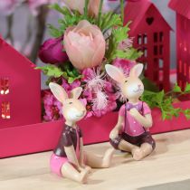 Artikel Hasenfiguren-Set aus Kunstharz Rosa-Braun 9cm, 4-teilig – Oster- und Frühlingsdeko