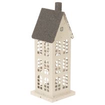 Artikel Dekohaus aus Metall mit Fenstern und Kamin 28 cm Beige-Grau für Innen