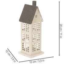 Artikel Dekohaus aus Metall mit Fenstern und Kamin 28 cm Beige-Grau für Innen