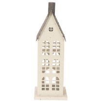 Artikel Dekohaus aus Metall mit Fenstern und Kamin 28 cm Beige-Grau für Innen