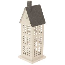 Artikel Dekohaus aus Metall mit Fenstern und Kamin 28 cm Beige-Grau für Innen