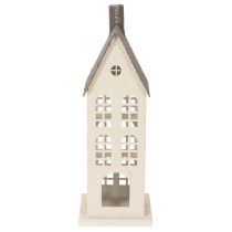 Artikel Dekohaus aus Metall mit Fenstern und Kamin 28 cm Beige-Grau für Innen