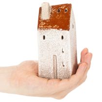 Artikel Keramik-Teelichthäuser 2er-Set mit Schornstein 13cm Handbemalt für Herbst- und Winterdekoration
