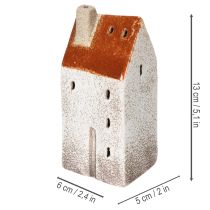 Artikel Keramik-Teelichthäuser 2er-Set mit Schornstein 13cm Handbemalt für Herbst- und Winterdekoration