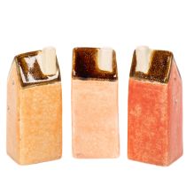 Artikel Keramik-Deko-Häuser Set 3-teilig, Miniatur, 10 cm, Handbemalt