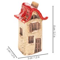 Artikel Keramikhaus Set 2 Stück, rot-beige, 7-8 cm, Dekoration