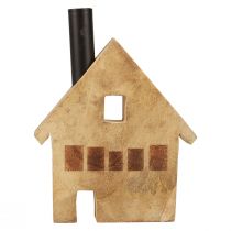 Artikel Dekohaus aus Holz mit Metall-Kerzenhalter 16,5x3,5x22cm Natur Schwarz