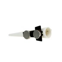 Artikel Herrenanstecker Weiss Matt Magnet, Kunststoff-Metall, Ø1.5cm, 7cm
