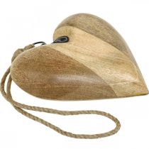 Artikel Herz aus Holz zum Hängen 19cm, Naturfarben mit Jutekordel, Dekoherz für Innen