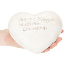 Artikel Herz Gedenkstein aus Polyresin 17 cm in Grau mit Spruch