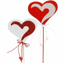 Artikel Herz am Stab Rot, Weiß Dekoherz Dekostecker Valentinstag 16St