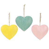 Artikel Dekorativer Metall-Herzanhänger mit Schmetterlingsmotiv 10,5 cm – Set in Gelb, Rosa und Blau