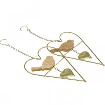 Artikel Dekoherzen zum Aufhängen Metall mit Vogel Holz 12×18cm 2St