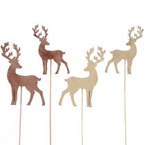 Artikel Hirsch Deko Blumenstecker Bronze Gold 8-10cm 18 St