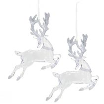 Artikel Hirsch-Deko Klar Silber Kunststoff 19x21cm 2er Set Weihnachtsdekoration