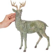 Artikel Hirschfigur aus Polyresin stehend 43cm grün mit goldfarbenen Akzenten für Innenbereich