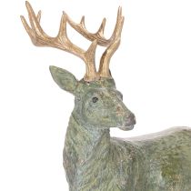 Artikel Hirschfigur aus Polyresin stehend 43cm grün mit goldfarbenen Akzenten für Innenbereich