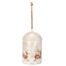 Artikel Weihnachtsglocke aus Metall mit Rentiermotiv 26cm Weiss und Gold