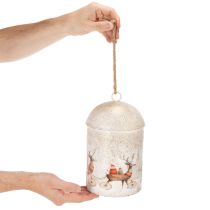Artikel Weihnachtsglocke aus Metall mit Rentiermotiv 26cm Weiss und Gold
