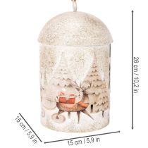 Artikel Weihnachtsglocke aus Metall mit Rentiermotiv 26cm Weiss und Gold