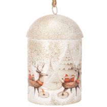 Artikel Weihnachtsglocke aus Metall mit Rentiermotiv 26cm Weiss und Gold