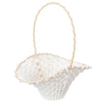 Artikel Weisses Kunststoff Streukörbchen mit Rattanrand 24x17cm für Hochzeiten